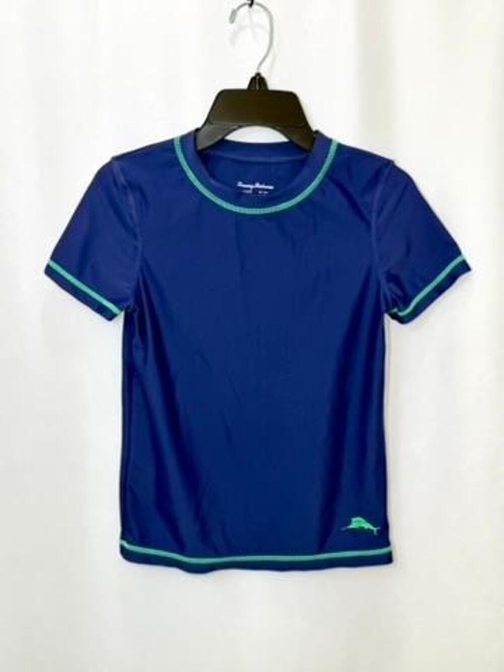Tommy Bahama Boys Rash Guard Swim Shirt Size M 7/8 Blue Green Marlin Logo